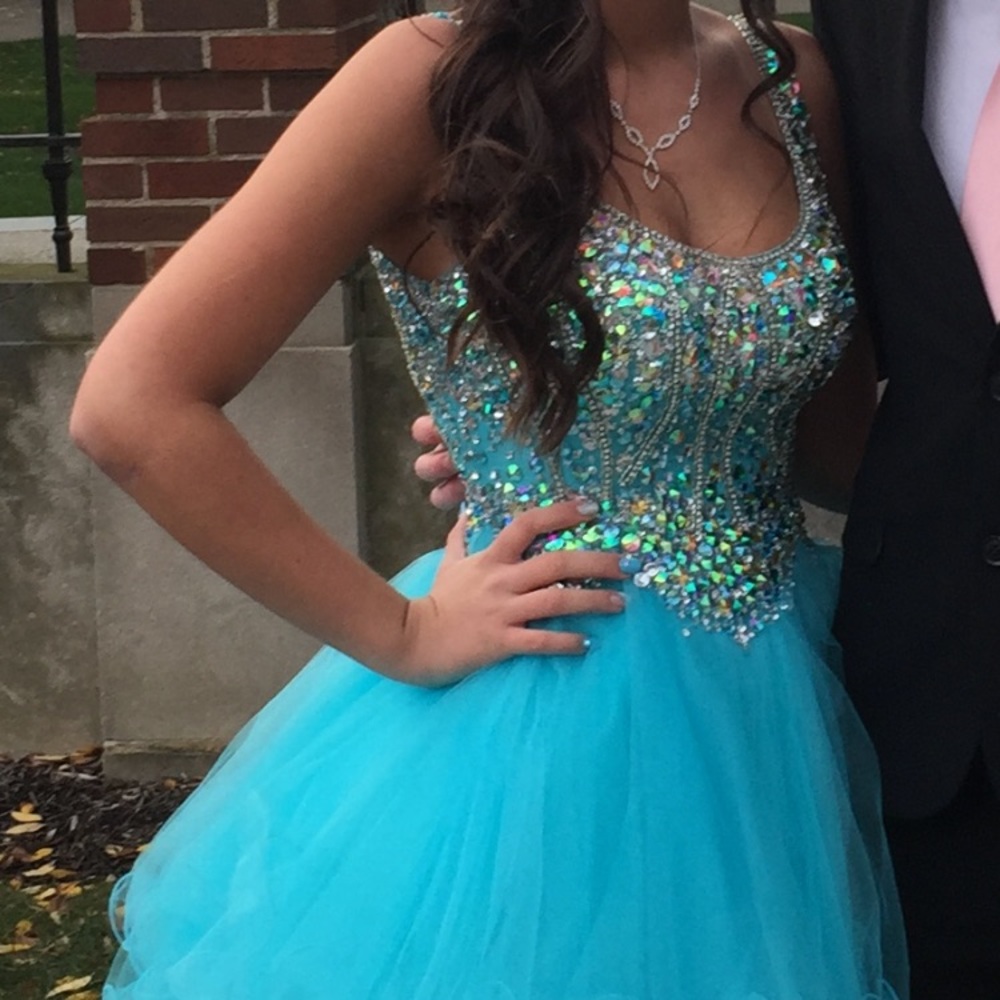 Blue sequin homecoming dress